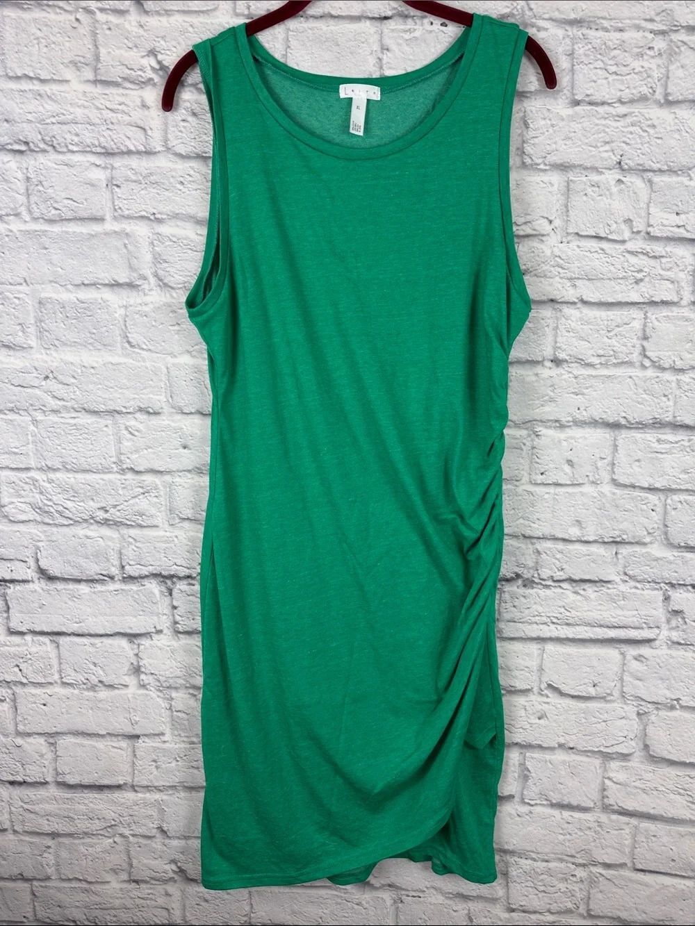 Leith Green Sleeveless Side-Ruched Dress Size XL